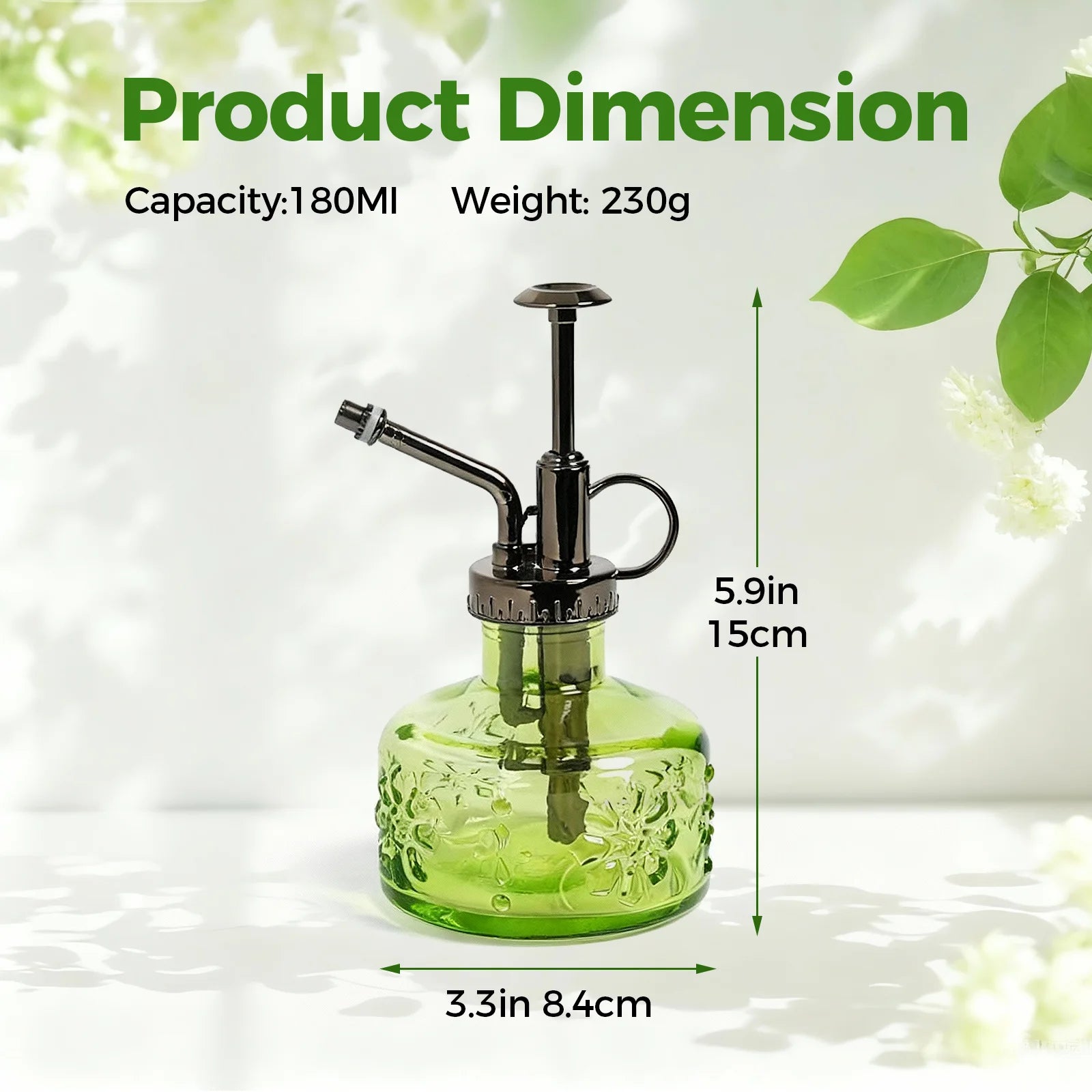 Vintage Glass Plant Mister with Pressure Pump (180 ml)