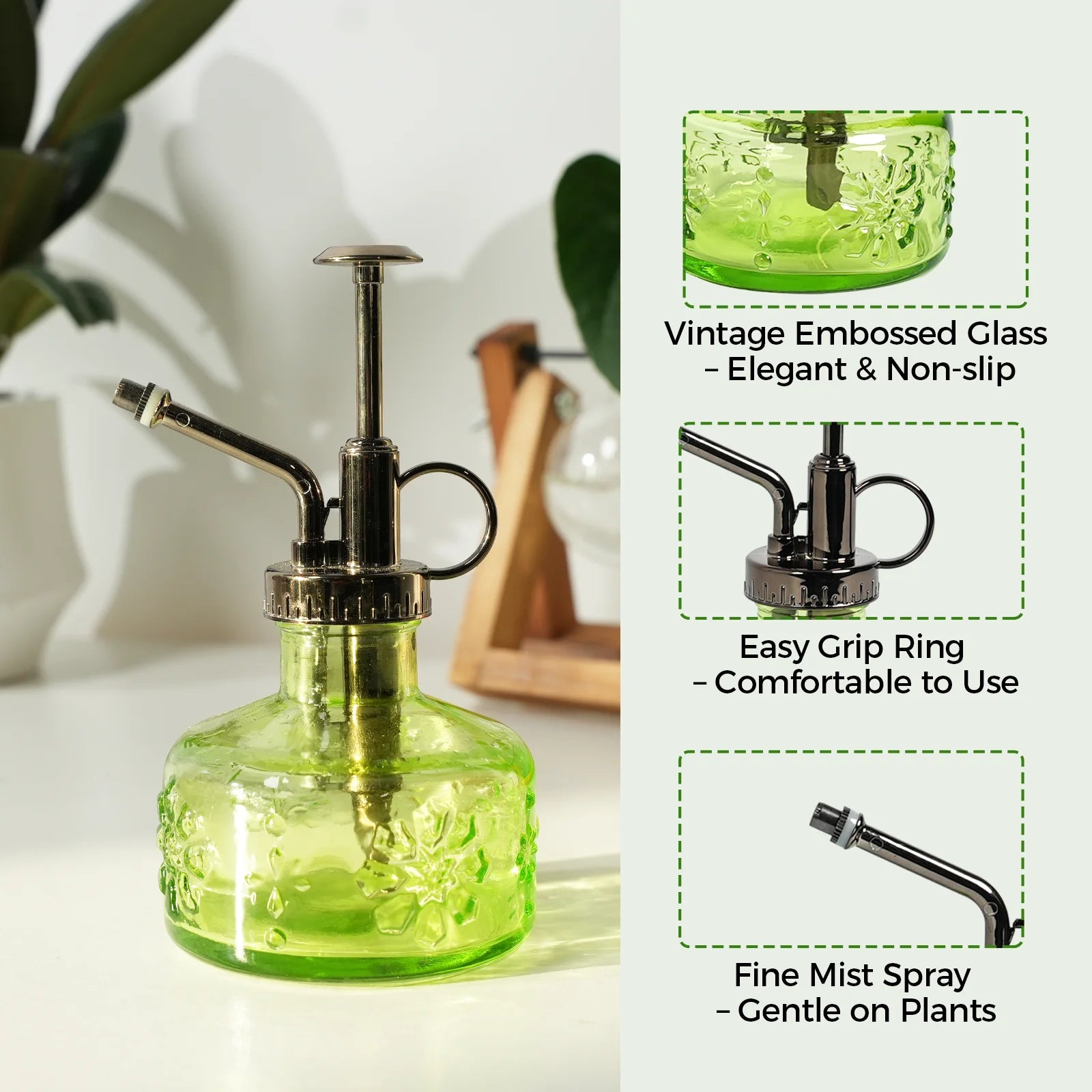 Vintage Glass Plant Mister with Pressure Pump (180 ml)