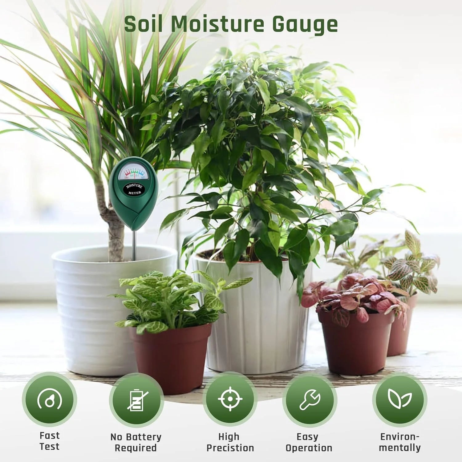 Soil Moisture Meter for Indoor & Outdoor Plants (2-Pack)