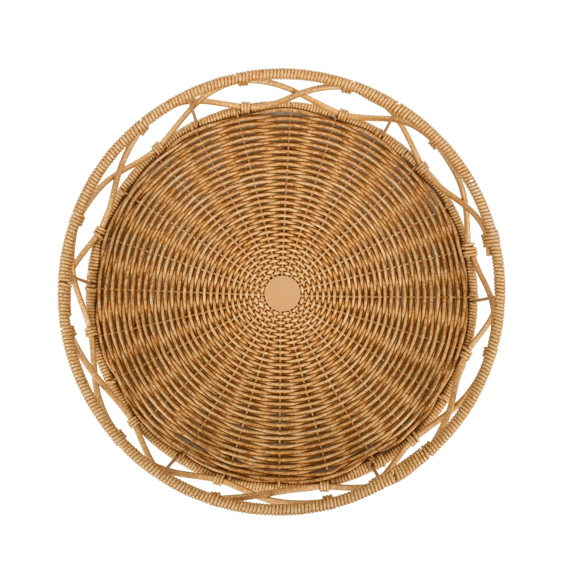 Round Outdoor Serving Tray in Natural Finish (18 × 18 × 4 in.)