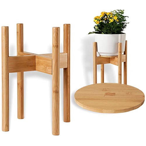 Adjustable Bamboo Plant Stand with Tray