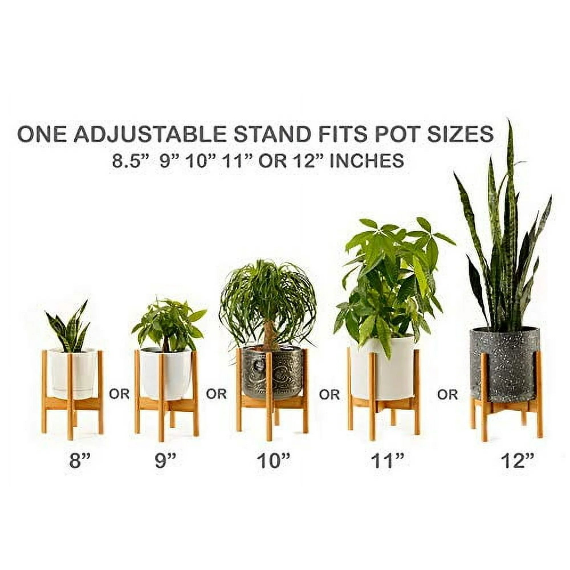 Adjustable Bamboo Plant Stand with Tray