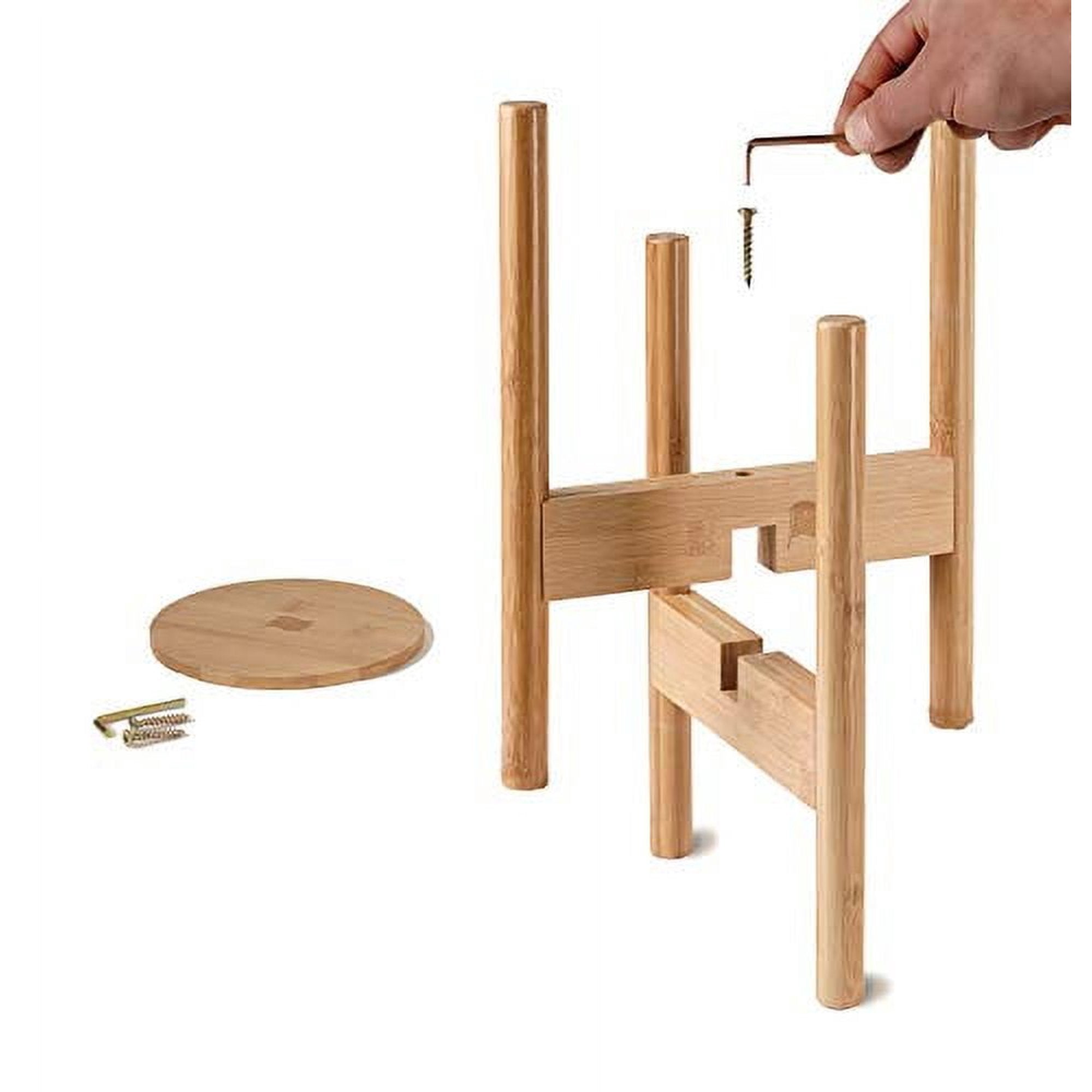 Adjustable Bamboo Plant Stand with Tray